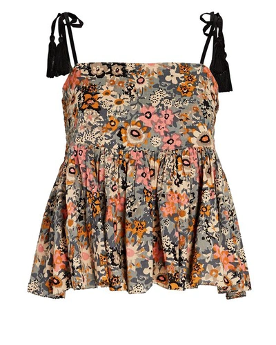 The Great The Tassel Tie Dainty Floral Crop Camisole In Multi