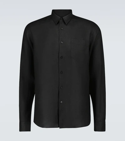 Vilebrequin Caroubie Regular Fit Linen Sport Shirt In Black