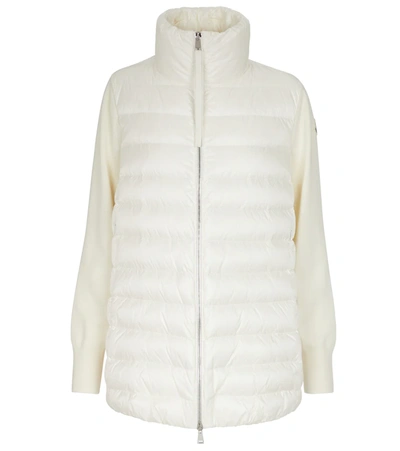 Moncler White Down Jersey Cardigan Jacket