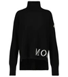 Moncler Logo Oversize Virgin Wool & Cashmere Sweater In Black