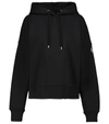 Moncler Logo Back Cotton Blend Hoodie In Black