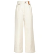 LOEWE COTTON AND LINEN FLARED PANTS,P00586550