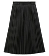 Mm6 Maison Margiela Faux Leather Long Pleated Skirt In Black