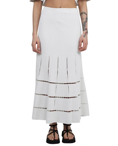 Alaïa Longue Geometrique Skirt In White