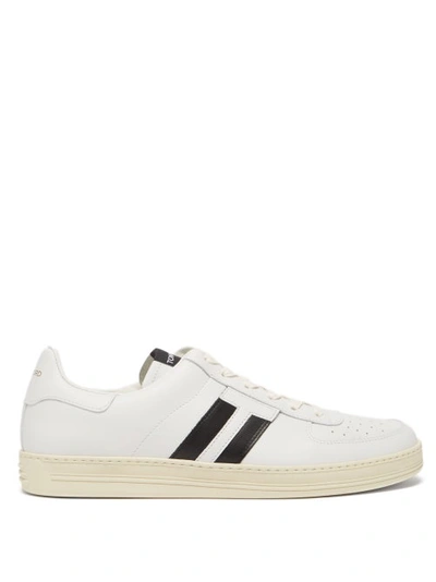 Tom Ford Striped Leather Trainers In White