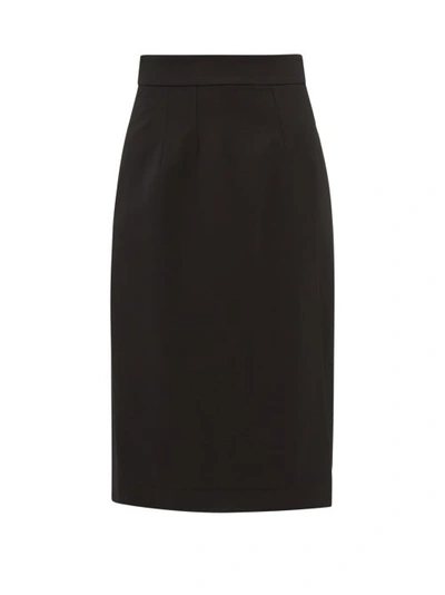 Dolce & Gabbana High-waisted Slit-detail Skirt In Black