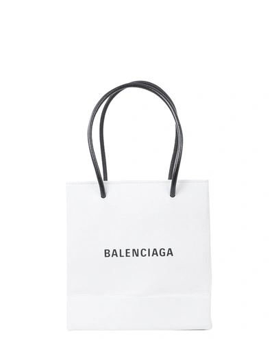 Balenciaga White Extra Extra Small Aj Leather Shopper Tote