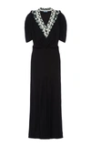 PRADA WOOL-PANELED STRETCH-CREPE MAXI DRESS