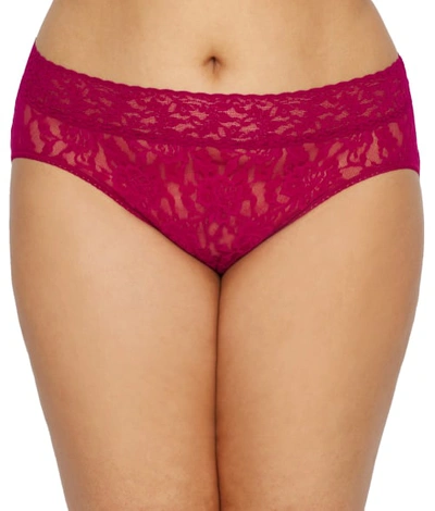 Hanky Panky Plus Size Signature Lace Retro V-kini In Cranberry