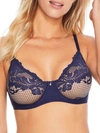 Le Mystere Lace Allure Unlined Underwire Demi Bra In Navy