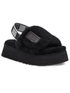 Ugg Black Disco Shearling Platform Sandals In Black