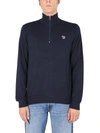PS BY PAUL SMITH HIGH NECK SWEATER WITH "ZEBRA" LOGO PATCH