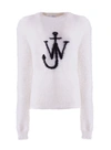 Jw Anderson Women Maglia Con Intarsio Logo In Bianco