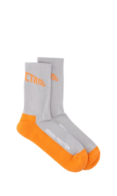 Heron Preston Logo Socks In Gray