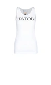 Patou Ribbed Sleeveless Cotton Tank With Round Neckline In White