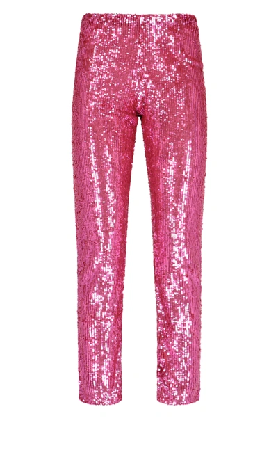 P.a.r.o.s.h Sequined Wide-leg Trousers In Pink