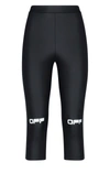 Off-white Cropped Printed Coated Stretch-jersey Leggings In Black