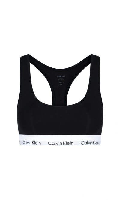 Calvin Klein Velvet Ribbed Bralette In Black