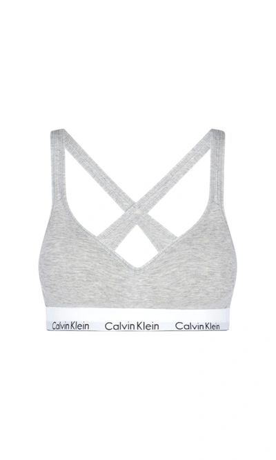 Calvin Klein Modern Cotton Lightly Lined Triangle Bralette In Grey