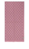 Gucci Gg Mauve Wool Jacquard Scarf