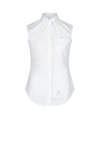 Thom Browne Classic Sleeveless Point Collar Shirt In White