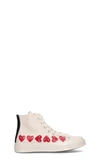 Comme Des Garçons Play Off-white Converse Edition Multiple Hearts Chuck 70 High Sneakers In White