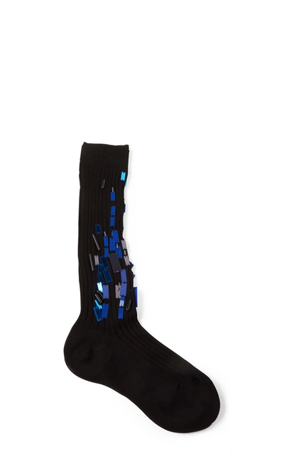 Prada Lisle Cotton Sequins Socks In Black