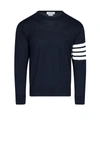 Thom Browne Navy Cashmere Striped Armband Pullover