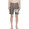 Thom Browne Medium Grey Swim Tech Woven 4-bar Swim Short In 035 Med Gre