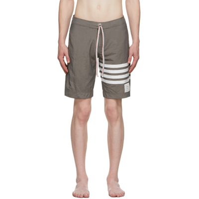 Thom Browne Medium Grey Swim Tech Woven 4-bar Swim Short In Grau