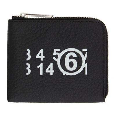 Mm6 Maison Margiela Black Small Logo Zip Around Wallet In T8013 Black
