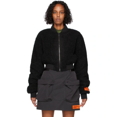 Heron Preston Fleece Bomber Jacket In Black