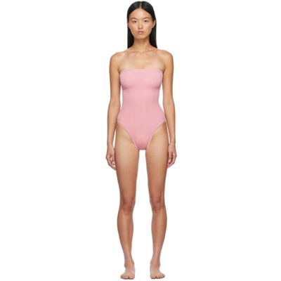 Hunza G Square-neck High-cut One-piece Swimsuit In Dusty Pink