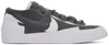 NIKE GREY SACAI EDITION BLAZER LOW SNEAKERS