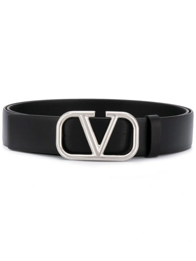 Valentino Garavani Cintura Logo V In Black