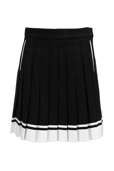 Balmain Pleated Two-tone Crepe Mini Skirt In Black