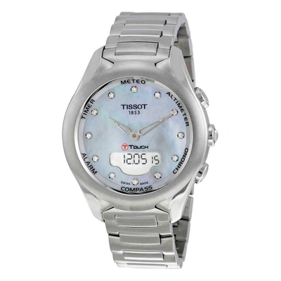 Tissot T-touch Expert Solar Perpetual Alarm Chronograph Diamond Ladies Watch T075.220.11.106.00 In Digital / Mop / Mother Of Pearl / Skeleton / Violet