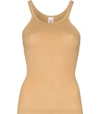 Re/done Ribbed-knit Sleeveless Tank Top In Black