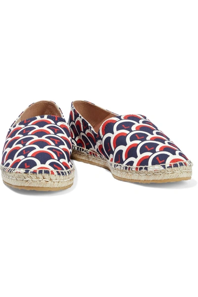 Valentino Garavani Printed Twill Espadrilles In Dark Blue