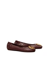 Tory Burch Minnie Travel Ballet Flats, Leather In Plum/ Gold