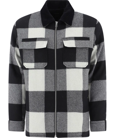 Apc Ian Checked Wool-blend Twill Jacket In Black