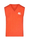ETRO ETRO LOGO EMBROIDERED CABLE KNIT VEST