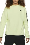 Nike Sportswear Tech Fleece Men's Crew Sweatshirt In Lime Ice,black