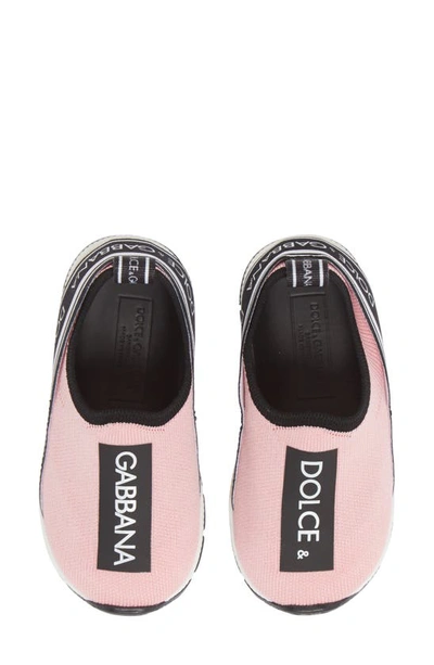Dolce & Gabbana Kids' 印logo针织一脚蹬运动鞋 In Pink