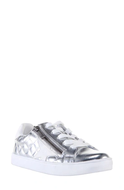 Nina Kids' Ibby Quilted Sneaker In Silver Metallic