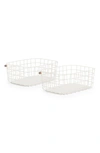 Open Spaces Set Of 2 Large Wire Baskets In Cream