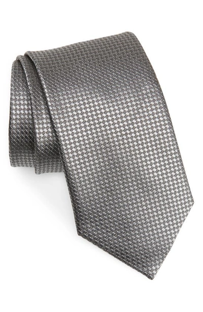 Canali Neat Silk Tie In Charcoal