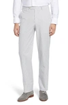 Berle Flat Front Seersucker Pants In Grey