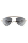 Versace 61mm Pilot Sunglasses In White/ Dark Grey