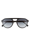Fendi 54mm Gradient Navigator Sunglasses In Shiny Black